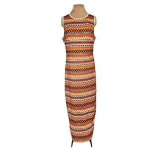 PrettyGarden Boho Knit Embroidered Maxi Dress Sleeveless Stretch XL NWT